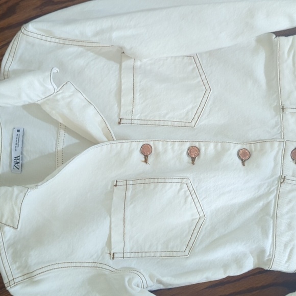 Zara Cream Ecru Utility Boilersuit Button Front Long Sleeve Jumpsuit Sz XS - Picture 7 of 13